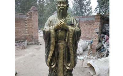 學校古代名人至圣先師孔子玻璃鋼仿銅雕