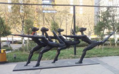 公園抽象跳舞人物玻璃鋼雕塑