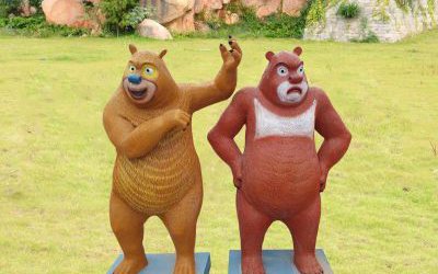 公園廣場(chǎng)熊大熊二仿真玻璃鋼熊出沒雕塑