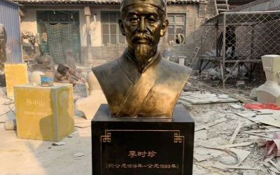 圖書(shū)館玻璃鋼仿銅古代名醫(yī)李時(shí)珍頭像雕塑