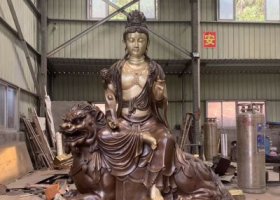 玻璃鋼彩繪菩薩佛像文殊普賢雕塑