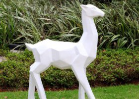 公園景觀裝飾品玻璃鋼白色幾何鹿雕塑