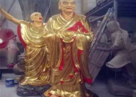 玻璃鋼漆金戶外寺廟大型景觀十八羅漢雕塑