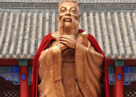 景區廣場x校園擺放儒家學派創始人孔子玻璃鋼仿銅雕塑