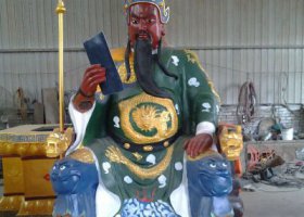 玻璃鋼彩繪大型寺廟景觀裝飾品擺件關公雕塑
