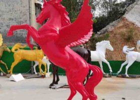 城市廣場玻璃鋼大型彩繪飛馬雕塑