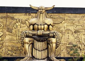 中國神話傳說人物五榖神農大帝玻璃鋼仿銅雕塑