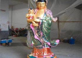 景點寺廟玻璃鋼彩繪送子觀音雕塑