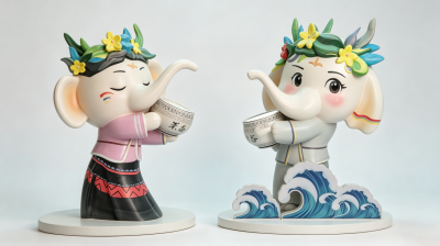 半透明內(nèi)發(fā)光卡通小象玻璃鋼雕塑