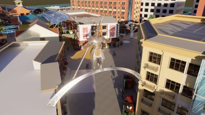 城市步行街3D打印玻璃鋼齊天大圣雕塑+不銹鋼鏤空發(fā)光廊架